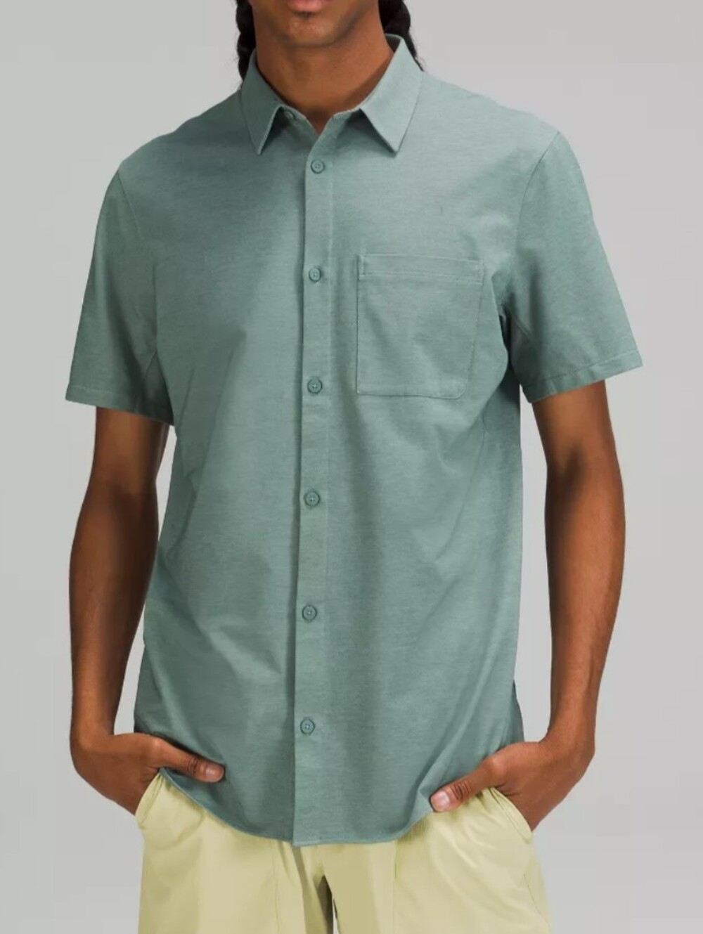 Lululemon Commission Short Sleeve Shirt *Oxford in Teal / Tidewater Size Small